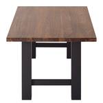 Table Woodha H Acacia massif / Acier - Noyer - Largeur : 140 cm - Sans rallonge - Noir