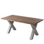 Eettafel Woodha X massief acaciahout/staal - Walnoot - Breedte: 180 cm - Zonder functie - Zilver