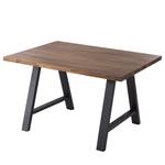 Eettafel Woodha A massief acaciahout/staal - Walnoot - Breedte: 140 cm - Zonder functie - Zwart