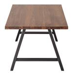 Eettafel Woodha A massief acaciahout/staal - Walnoot - Breedte: 140 cm - Zonder functie - Zwart