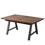 Table Woodha A Acacia massif / Acier - Noyer - Largeur : 160 cm - Avec rallonge centrale et plateaux insérés - Noir