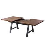 Eettafel Woodha A massief acaciahout/staal - Walnoot - Breedte: 160 cm - Met uitschuifbaar middengedeelte en inlegplaten - Zwart