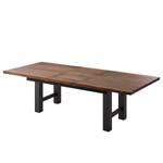 Table Woodha H Acacia massif / Acier - Noyer - Largeur : 180 cm - Avec rallonge centrale et plateaux insérés - Noir