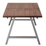 Eettafel Woodha A massief acaciahout/staal - Walnoot - Breedte: 160 cm - Met uitschuifbaar middengedeelte en inlegplaten - Zilver