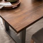 Table Woodha U Acacia massif / Acier - Noyer - Largeur : 140 cm - Sans rallonge - Argenté