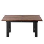 Eettafel Woodha H massief acaciahout/staal - Walnoot - Breedte: 160 cm - Met uitschuifbaar middengedeelte en inlegplaten - Zwart