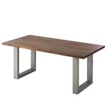 Table Woodha U Acacia massif / Acier - Noyer - Largeur : 180 cm - Sans rallonge - Argenté