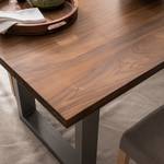 Table Woodha U Acacia massif / Acier - Noyer - Largeur : 200 cm - Sans rallonge - Argenté