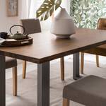 Table Woodha U Acacia massif / Acier - Noyer - Largeur : 200 cm - Sans rallonge - Argenté