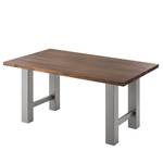 Eettafel Woodha H massief acaciahout/staal - Walnoot - Breedte: 160 cm - Zonder functie - Zilver