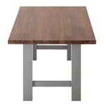 Eettafel Woodha H massief acaciahout/staal - Walnoot - Breedte: 160 cm - Zonder functie - Zilver