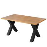 Table Woodha X Hêtre massif / Acier - Hêtre - Largeur : 160 cm - Sans rallonge - Noir