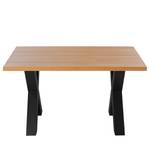 Table Woodha X Hêtre massif / Acier - Hêtre - Largeur : 140 cm - Sans rallonge - Noir