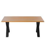 Table Woodha X Hêtre massif / Acier - Hêtre - Largeur : 180 cm - Sans rallonge - Noir