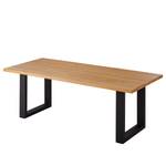 Table Woodha U Hêtre massif / Acier - Hêtre - Largeur : 200 cm - Sans rallonge - Noir