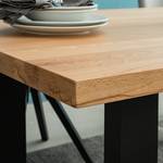 Table Woodha U Hêtre massif / Acier - Hêtre - Largeur : 200 cm - Sans rallonge - Noir