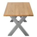 Table Woodha X Hêtre massif / Acier - Hêtre - Largeur : 180 cm - Sans rallonge - Argenté
