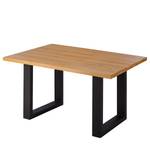 Table Woodha U Hêtre massif / Acier - Hêtre - Largeur : 140 cm - Sans rallonge - Noir