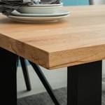 Table Woodha U Hêtre massif / Acier - Hêtre - Largeur : 140 cm - Sans rallonge - Noir