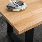 Table Woodha U Hêtre massif / Acier - Hêtre - Largeur : 140 cm - Sans rallonge - Noir