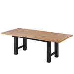 Table Woodha H Hêtre massif / Acier - Hêtre - Largeur : 180 cm - Avec rallonge centrale et plateaux insérés - Noir