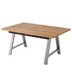 Table Woodha A Hêtre massif / Acier - Hêtre - Largeur : 160 cm - Avec rallonge centrale et plateaux insérés - Argenté