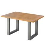 Table Woodha U Hêtre massif / Acier - Hêtre - Largeur : 140 cm - Sans rallonge - Argenté