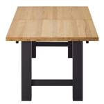 Table Woodha H Hêtre massif / Acier - Hêtre - Largeur : 160 cm - Avec rallonge centrale et plateaux insérés - Noir