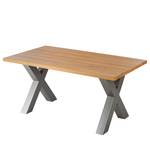 Table Woodha X Hêtre massif / Acier - Hêtre - Largeur : 160 cm - Sans rallonge - Argenté