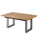 Eettafel Woodha U massief beukenhout/staal - Beuk - Breedte: 160 cm - Met uitschuifbaar middengedeelte en inlegplaten - Zilver