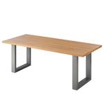 Table Woodha U Hêtre massif / Acier - Hêtre - Largeur : 200 cm - Sans rallonge - Argenté