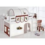 Spielbett JELLE Dinos Braun Beige Kiefer massiv - Dinos-Braun-Beige - Mit Leiter