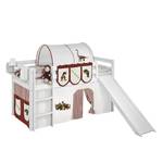 Spielbett JELLE Dinos Braun Beige Kiefer massiv - Dinos Braun-Beige - Mit Rutsche