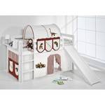 Spielbett JELLE Dinos Braun Beige Kiefer massiv - Dinos Braun-Beige - Mit Rutsche