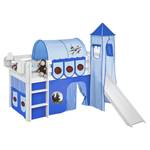 Spielbett JELLE Dragons Blau Kiefer massiv - Dragons Blau - Mit Rutsche & Turm