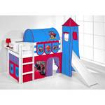 Spielbett JELLE Spiderman Kiefer massiv - Spiderman Rot-Blau - Mit Rutsche & Turm