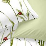 Parure de lit fleurs de printemps Satin - Vert / Blanc - 135 x 200 cm + oreiller 80 x 80 cm