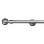 Gardinenstange auf Maß Mona (1-läufig) Eisen / Aluminium - Edelstahl-Optik - Breite: 220 cm