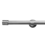 Gardinenstange auf Maß Lorick (1-läufig) Eisen / Aluminium - Edelstahl-Optik - Breite: 110 cm