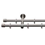 Gardinenstange auf Maß Alto (2-läufig) Eisen / Aluminium - Edelstahl-Optik - Breite: 60 cm