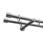 Gardinenstange auf Maß Alto (2-läufig) Eisen / Aluminium - Edelstahl-Optik - Breite: 160 cm