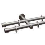 Gardinenstange auf Maß Alto (2-läufig) Eisen / Aluminium - Edelstahl-Optik - Breite: 170 cm