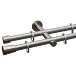Gardinenstange auf Maß Biron (2-läufig) Eisen / Aluminium - Edelstahl-Optik - Breite: 90 cm