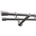 Gardinenstange auf Maß Biron (2-läufig) Eisen / Aluminium - Edelstahl-Optik - Breite: 400 cm