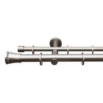 Gardinenstange auf Maß Monte (2-läufig) Eisen / Aluminium - Chrom-Matt - Breite: 390 cm