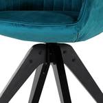 Chaise à accoudoirs Ermelo V rotatif - Velours / Chêne massif - Turquoise