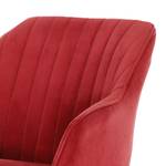 Chaise à accoudoirs Ermelo V rotatif - Velours / Chêne massif - Rouge