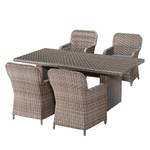 Essgruppe Villebon II (5-teilig) Webstoff / Polyrattan - Anthrazit / Braun