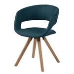 Chaise à accoudoirs Buggio Tissu / Hévéa massif - Tissu Cors: Bleu jean - 1 chaise