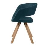 Chaise à accoudoirs Buggio Tissu / Hévéa massif - Tissu Cors: Bleu jean - 1 chaise
